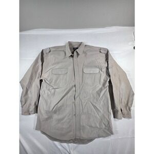 CXS 21 Mens XXL Tan Khaki Long Sleeve Utility Button Up Shirt Epaulets Pocket